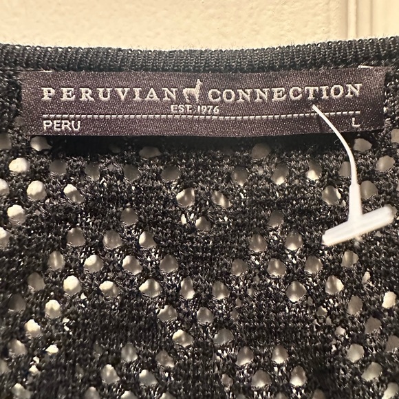 PERUVIAN CONNECTION Portia Pima Cotton Lace Crochet Dress Black L - Picture 6 of 7